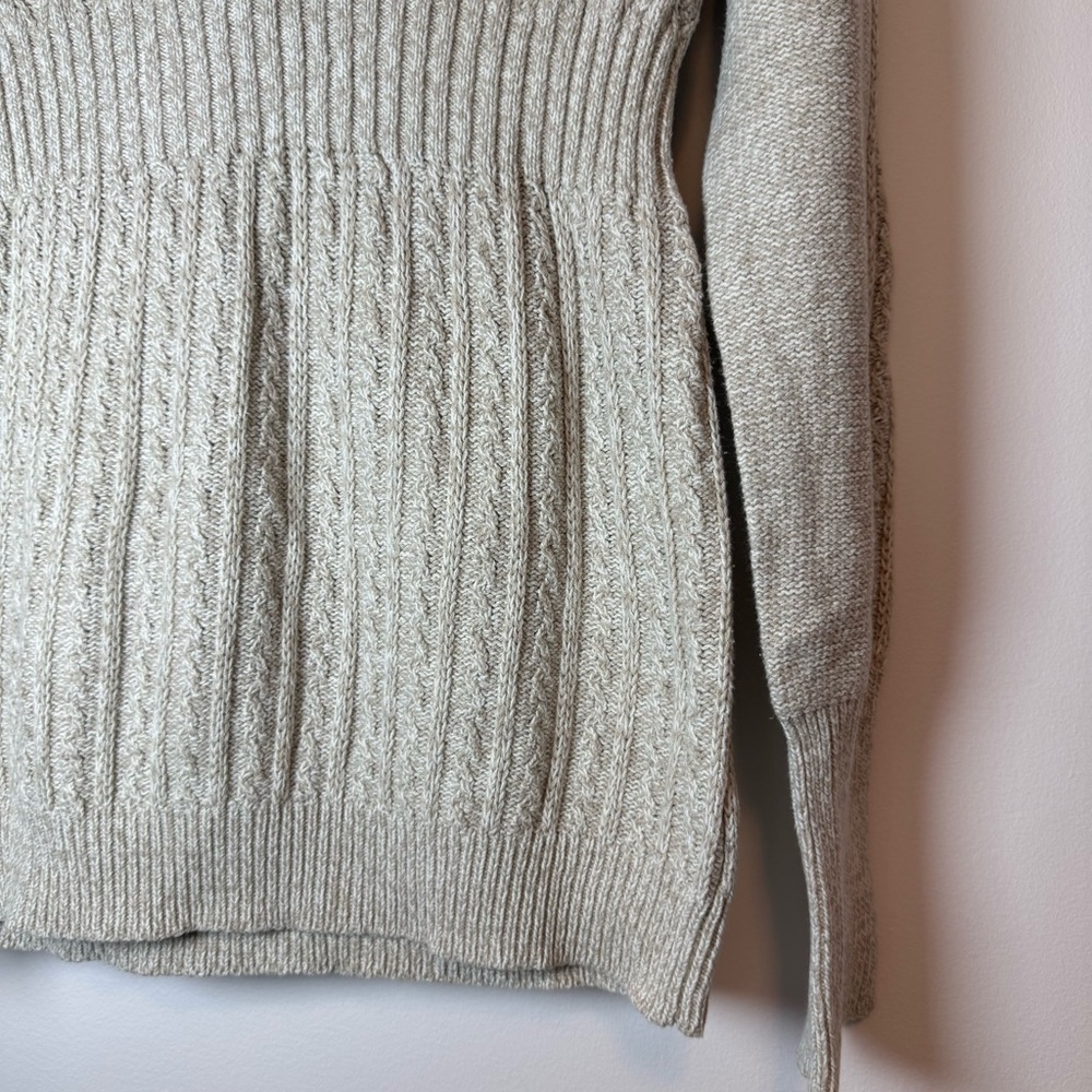 DKNY Jeans Trendy Beige Babydoll Knit Sweater Hoodie Size S - Picture 4 of 7